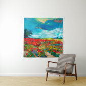 olieverschildering van bloesvelden op canvas. Coun Wandkleed (In situ)