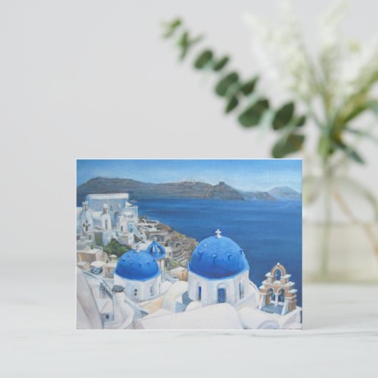 Olieverschildering van Santorini Oia Briefkaart (Staand voorkant)