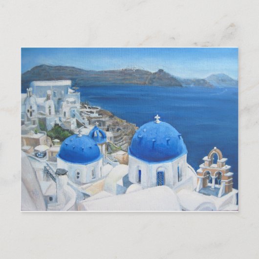 Olieverschildering van Santorini Oia Briefkaart (Voorkant)