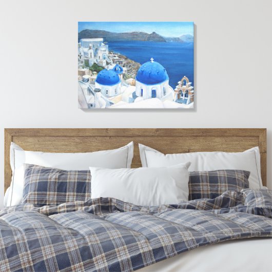 Olieverschildering van Santorini Oia Canvas Afdruk (Insitu (Slaapkamer))