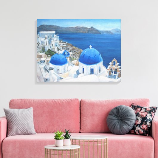 Olieverschildering van Santorini Oia Canvas Afdruk (Insitu (Woonkamer))