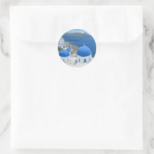 Olieverschildering van Santorini Oia Ronde Sticker (Tas)