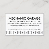 Olieverversing. Loyaliteit Punch Card Klantenkaartje (Achterkant)