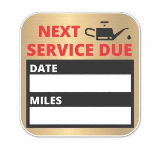 Olieverversing, volgende service due reminder sticker (Voorkant)