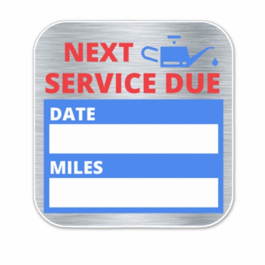Olieverversing, volgende service due reminder sticker (Voorkant)