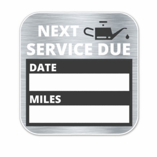 Olieverversing, volgende service due reminder sticker (Voorkant)
