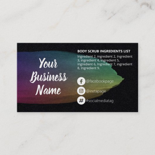 Olievlek op de zwarte injectienaaldinstructies visitekaartje (Voorkant)