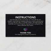 Olievlek op de zwarte injectienaaldinstructies visitekaartje (Achterkant)