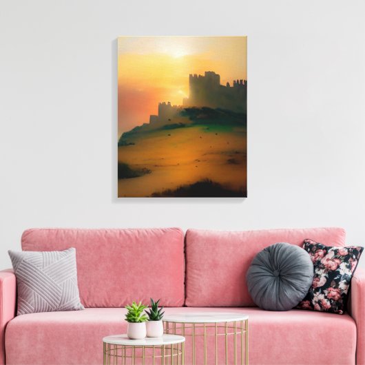 Olievlekken in het landschap van de middeleeuwse C Canvas Afdruk (Insitu (Woonkamer))