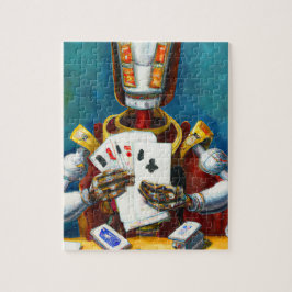 Olievlekken van een robotspeelkaart legpuzzel