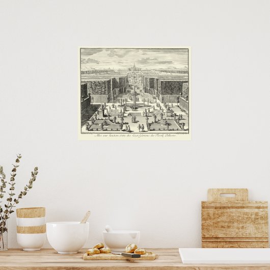 Olievlekken van fonteinen in de tuin van Versaille Poster (Keuken)