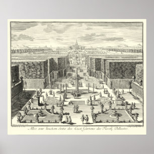 Olievlekken van fonteinen in de tuin van Versaille Poster