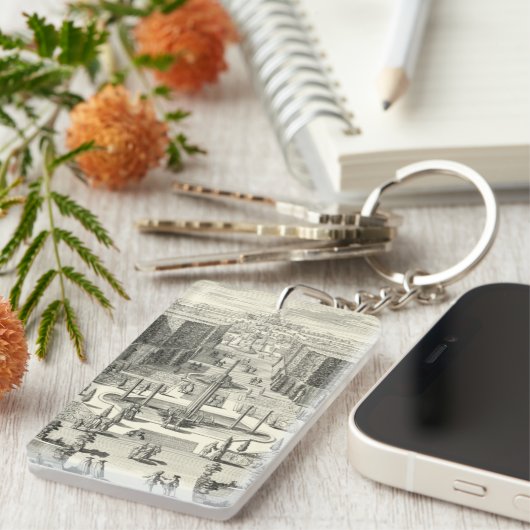 Olievlekken van fonteinen in de tuin van Versaille Sleutelhanger (Voorkant Rechts)