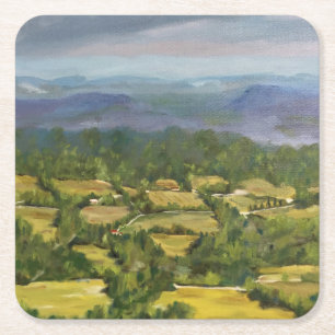 Olievlekken "Velden van boven" Landschap Kartonnen Onderzetters