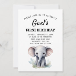 Olifant 1e verjaardag jongen uitnodiging