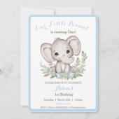 Olifant 1e verjaardag jongen uitnodiging aangepast (Voorkant)