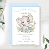 Olifant 1e verjaardag jongen uitnodiging aangepast