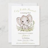 Olifant 1e verjaardag jongen uitnodiging aangepast (Voorkant)