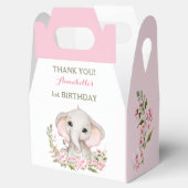 Olifant 1e verjaardag meisje lente roze Sakura Bedankdoosjes (Geopend)