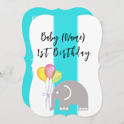 Olifant 1e verjaardag plat kaart (Voorkant / Achterkant)