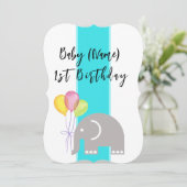 Olifant 1e verjaardag plat kaart (Staand voorkant)