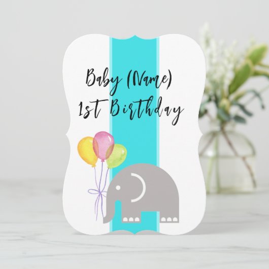 Olifant 1e verjaardag plat kaart (Staand voorkant)