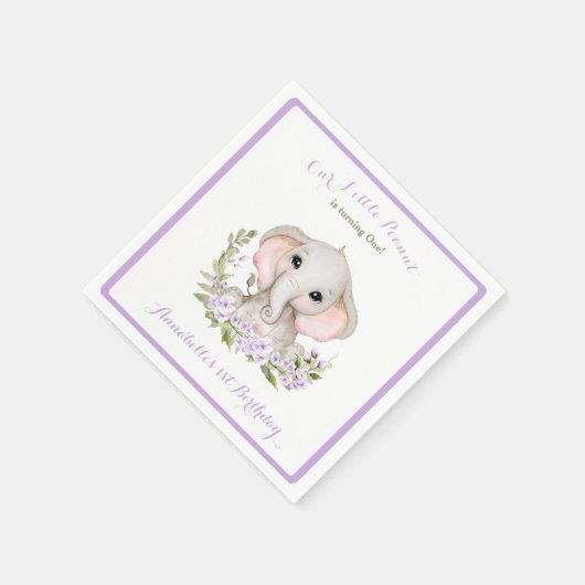 Olifant 1e Verjaardags Meisje Custom Leeftijd Paar Servet (Hoek)