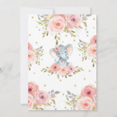 Olifant 2e Verjaardag Uitnodiging Meisje Pink Flor (Achterkant)