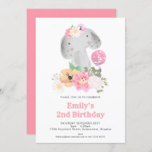 Olifant 2e Verjaardags Meisje Oerwoud Roze Feest