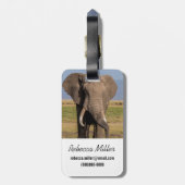 Olifant aan het zoeken bagagelabel (Achterkant verticaal)