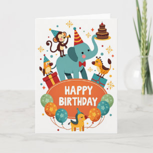 Olifant Aap Verjaardagskaart Kaart