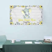 Olifant Achtergrond Rustieke Bloemen Geel Spandoek (Beurs)