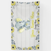 Olifant Achtergrond Rustieke Bloemen Geel Spandoek (Verticaal)