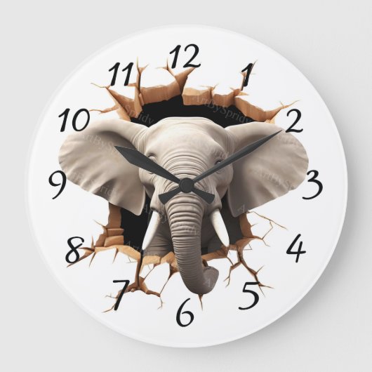 Olifant achtergrond uitgesneden grote klok (Voorkant)