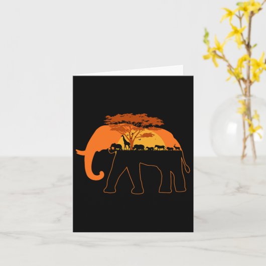Olifant Afrika Dieren Bomen Aarddag  Kaart (Gele Bloem)