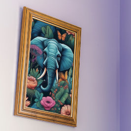 Olifant Afrikaanse dieren met bloemen Poster