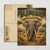 Olifant Afrikaanse Savanne POPCUT Briefkaart (Voorkant / Achterkant)