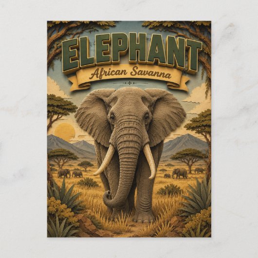 Olifant Afrikaanse Savanne POPCUT Briefkaart (Voorkant)