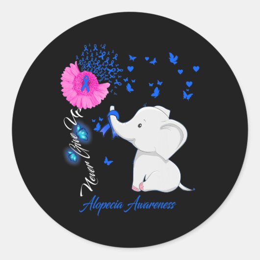 Olifant Alopecia Awareness - Alopecia Lint Gift Ronde Sticker (Voorkant)
