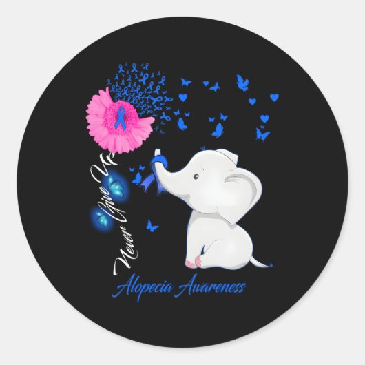 Olifant Alopecia Awareness Alopecia Lint Ronde Sticker (Voorkant)