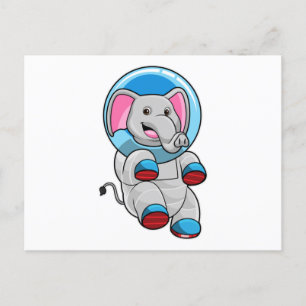 Olifant als astronaut in glazen bol briefkaart