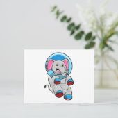 Olifant als astronaut in glazen bol briefkaart (Staand voorkant)