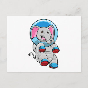 Olifant als astronaut in glazen bol briefkaart