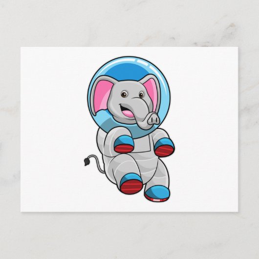 Olifant als astronaut in glazen bol briefkaart (Voorkant)