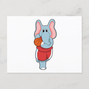 Olifant als basketballspeler met basketbal briefkaart