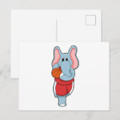 Olifant als basketballspeler met basketbal briefkaart (Voorkant / Achterkant)