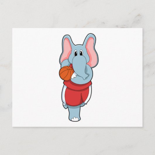 Olifant als basketballspeler met basketbal briefkaart (Voorkant)