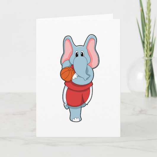 Olifant als basketballspeler met basketbal kaart (Voorkant)