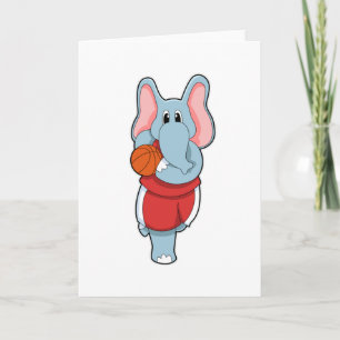 Olifant als basketballspeler met basketbal kaart
