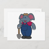 Olifant als boer met schop briefkaart (Voorkant / Achterkant)